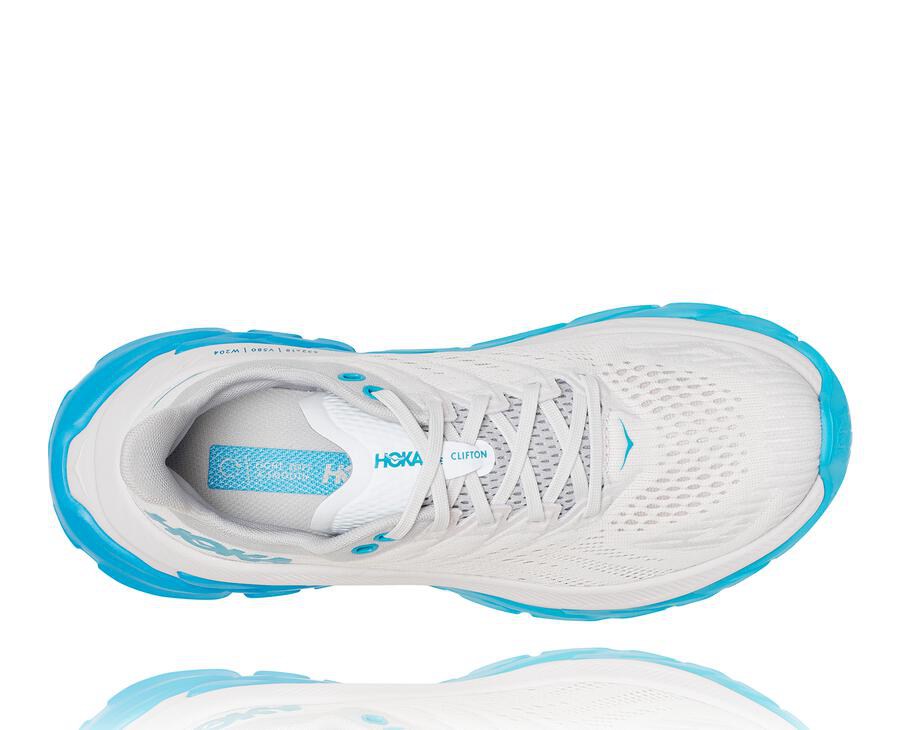 Chaussure Running Hoka One One Clifton Edge Femme - Blanche/Bleu - WBO-504971